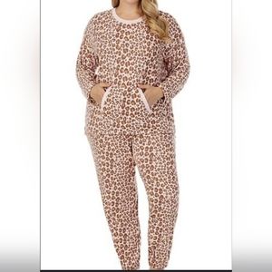 Plus Size Cuddl Duds Blush Animal Brushed Knit Pajama Top & Pants Set